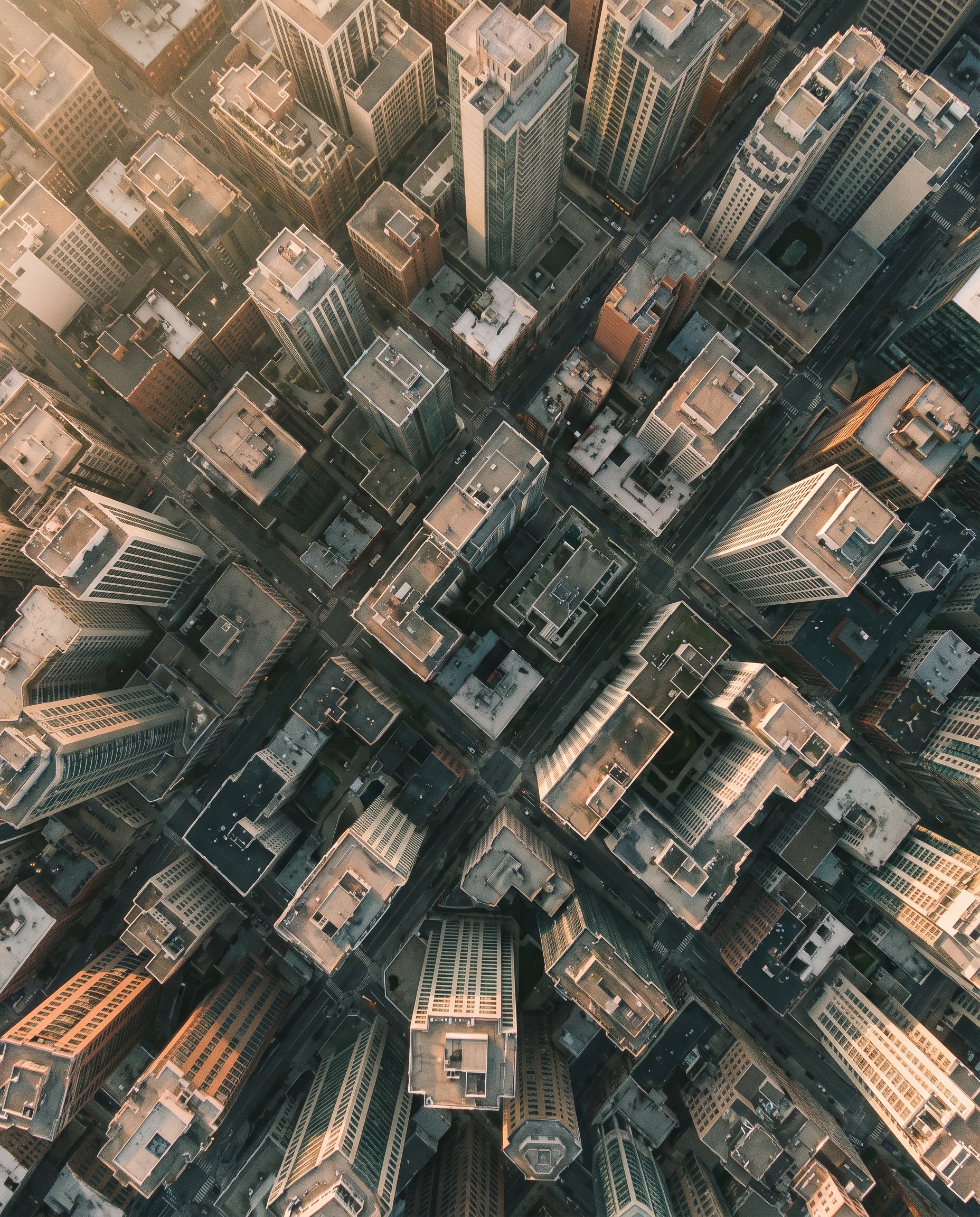 City rooftops from above