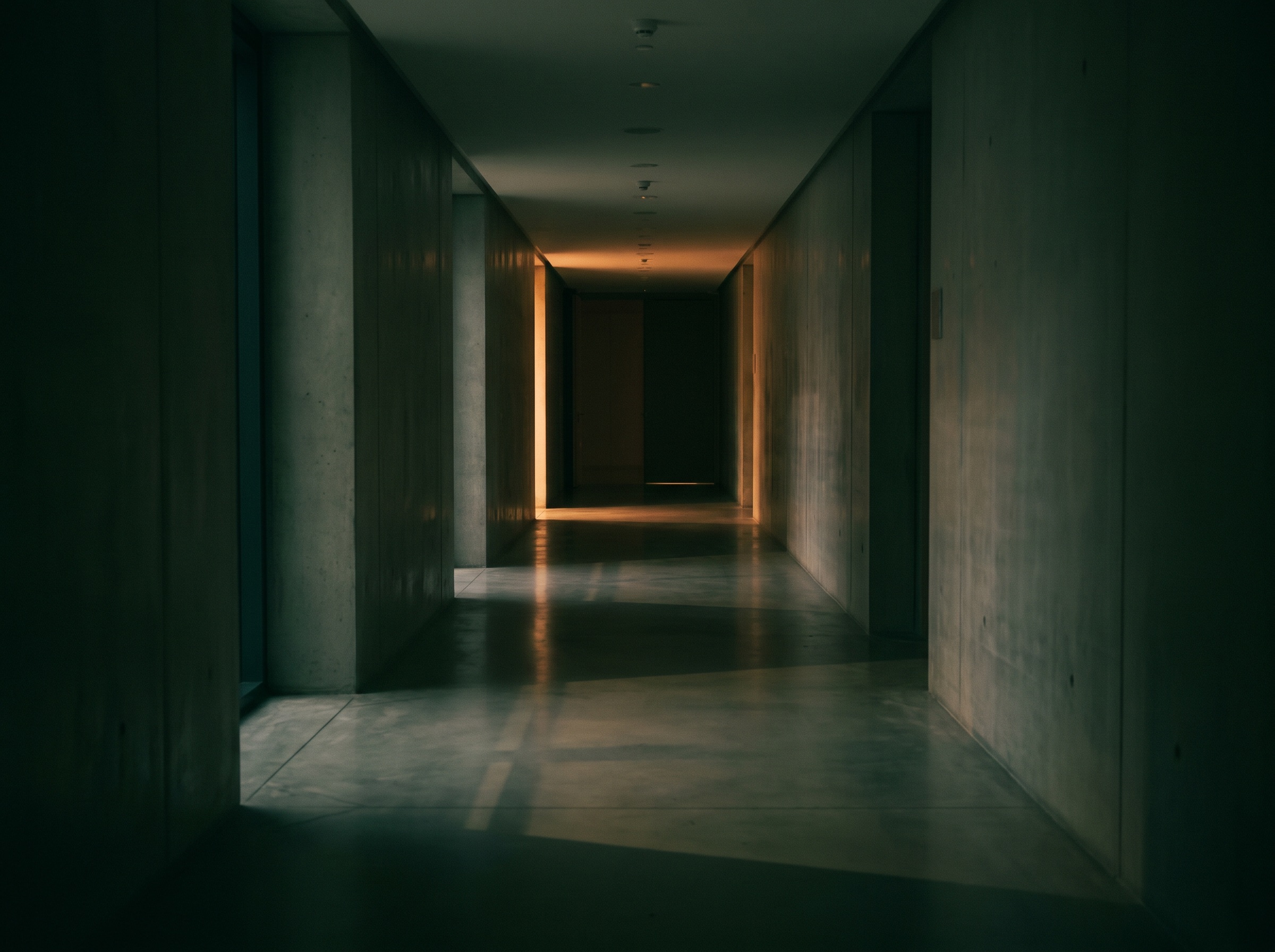 Minimal dark office corridor